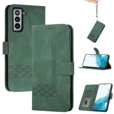 Per Samsung Galaxy S22 + 5G cubic skin sento cassa del telefono in pelle flip (verde scuro)