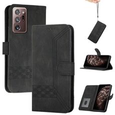 Per Samsung Galaxy S22 Ultra 5G cubic shell self custodia in pelle flip (nero)
