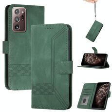 Per Samsung Galaxy S22 Ultra 5G cubic self sento custodia in pelle flip (verde scuro)