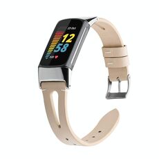 Per Fitbit Charge 5 FC5-18 Cinturino in pelle di coda appuntita (albicocca)