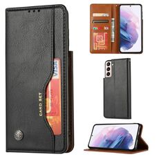 Per Samsung Galaxy S22 + 5G impastare la custodia in pelle texture pelle (nero)