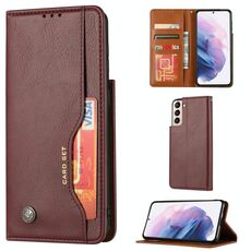 Per Samsung Galaxy S22 + 5G impastare la custodia in pelle texture pelle (vino rosso)
