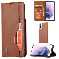 Per Samsung Galaxy S22 + 5g impastare la custodia in pelle texture pelle (marrone)