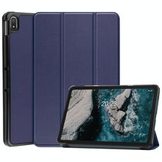 Per Nokia T20 Tre-Pieghevole Titolare custer Struttura in pelle Tablet Case (blu scuro)