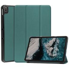 Per Nokia T20 Three-Piewing Supporto Custer Struttura in pelle Tablet Case (verde scuro)