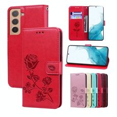 Per Samsung Galaxy S22 + 5G Caso del telefono in pelle in rilievo rosa (rosso)