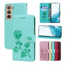Per Samsung Galaxy S22 + 5G Cassa del telefono in pelle con rilievo rosa (verde)