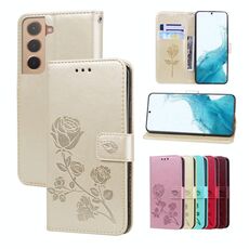 Per Samsung Galaxy S22 + 5G Cassa del telefono in pelle in rilievo rosa (oro)
