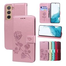 Per Samsung Galaxy S22 + 5G Cassa del telefono in pelle in rilievo in rilievo (oro rosa)