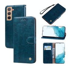 Per Samsung Galaxy S22 + 5G Cassa del telefono della cuoio della cera dell'olio (blu)