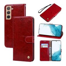 Per Samsung Galaxy S22 + Custodia per cellulare in pelle texture in pelle olio 5G (rosso)