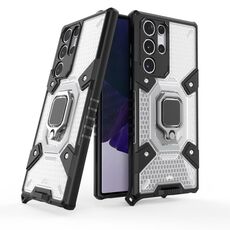 Per Samsung Galaxy S22 Ultra 5G Space PC + Cassa del telefono di protezione del supporto per anello TPU (bianco)