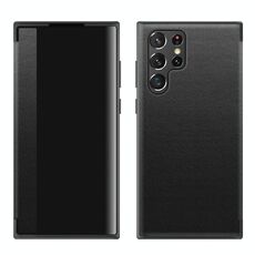 Per Samsung Galaxy S22 Ultra 5G finestra Visualizza custodia in pelle (nero)