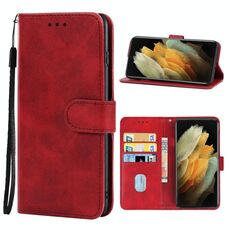 Cassa del telefono in pelle per Samsung Galaxy S21 Ultra 5G (rosso)
