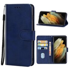 Custodia per cellulare in pelle per Samsung Galaxy S22 Ultra 5G (blu)