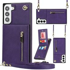 Per Samsung Galaxy S22 + 5G Cassa del telefono della cerniera della cerniera della cerniera del corpo cross-body (viola)