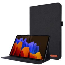 Per Samsung Galaxy Tab S8 Ultra orizzontale Flip Tessuto in tessuto in pelle con tavoletta con slot per schede e supporto (nero)