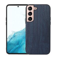 Per Samsung Galaxy S22 + 5G Case Telefono in legno PU (blu)