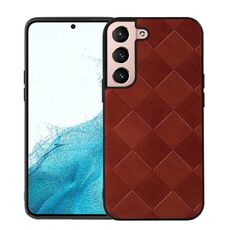 Per Samsung Galaxy S22 + 5G Cassa del telefono PU plaid PLAD (marrone)