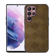 Per Samsung Galaxy S22 Ultra 5G Weave PLAid PU Custodia per telefono PU (verde)
