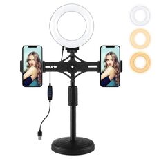 Pulluz 4.7 pollici 12 cm Light Light Horizontal Dual Phone Stackets Supporto per desktop Kit luce video