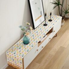 Home TV Cabinet Cabined Cabinet CHENILLE POLIESTER TABALLOTH TABLECOTA, Dimensioni: 35x140cm (triangolo rosa)