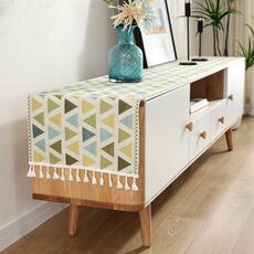 Home TV Cabinet Cabine Cabinet Cheniglia Poliestere Tablecloth Tassel Tovaglia, Dimensioni: 35x140cm (triangolo giallo-verde)
