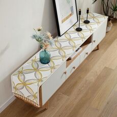 Home TV Cabinet Cabine Cabinet CHENILLE POLIESTER TABALLOTH TABLECOTH, Dimensioni: 35x140cm (fiore giallo)