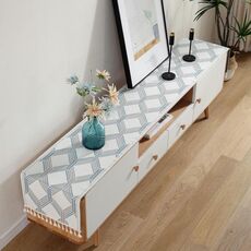 Home TV Cabinet Cabine Cabinet Cheniglia Poliestere Tablecloth Tablecloth, Dimensioni: 35x140cm (Geometria Blu)