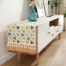 Home TV Cabinet Cabined Cabinet CHENILLE POLIESTER TABALLOTH TABLECOTH, Dimensioni: 35x200cm (triangolo giallo-verde)