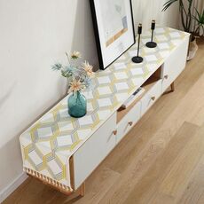 Home TV Cabinet Cabine Cabinet Cheniglia Poliestere Tablecloth Tablecloth, Dimensioni: 35x220cm (Geometria Gialla)