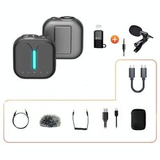 Adattatore per microfono wireless a cancellazione del rumore Professionale per esterni Type-C + Adattatore Apple + microfono esterno