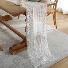 Romantico Tavolo in pizzo Runner Decorazione nuziale, Dimensioni: 300 cm (pizzo bianco)
