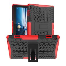 Per Lenovo Tab M10 X605 / X505 Texture di pneumatici TPU antiurto TPU + Cassa da tavoletta protettiva PC con supporto (rosso)