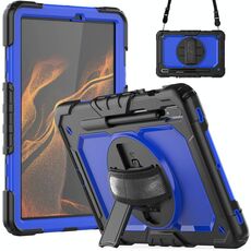 Per Samsung Galaxy Tab S8 11 pollici SM-X700 Silicone + PC Tablet Case con tracolla (nero + blu scuro)
