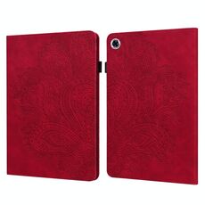 Per OPPO Realme Pad 10.4 pollici Pavone modello in rilievo in rilievo TPU + custodia in pelle PU (rosso)