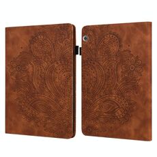 Per Huawei MediaPad T5 10 pavone modello in rilievo in rilievo TPU + custodia in pelle PU (marrone)
