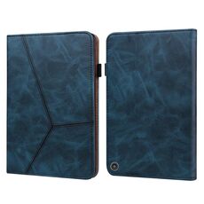 Per Amazon Fire HD 10 Plus / Fire HD 10 (2021) Custodia in pelle a righe in rilievo in piegatura (blu)
