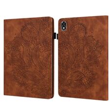 Per Lenovo Legion Y700 Peacock Pacock Pattern Pattern TPU + Custodia in pelle in pelle PU (marrone)