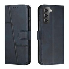 Per Samsung Galaxy S22 + 5G cuciture in polpaccio texture in pelle custodia in pelle (blu)