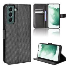 Per Samsung Galaxy S22 + Case Telefono in pelle Texture Diamond (nero)