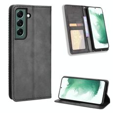 Per Samsung Galaxy S22 + 5G Cassa del telefono in pelle retrò con fibbia magnetica (nero)