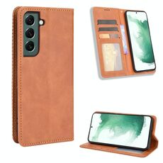 Per Samsung Galaxy S22 + 5G Cassa del telefono in pelle retrò fibbia magnetica (marrone)