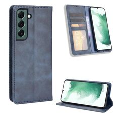 Per Samsung Galaxy S22 + 5g Cassa del telefono in pelle retrò con fibbia magnetica (blu)