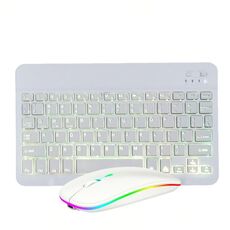 Tastiera Bluetooth Bluetooth Bluetooth colorato RGB da 10 pollici per telefono cellulare / tablet (bianco)