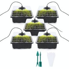 5 set di vassoi di avviamento seme piante Kit, piantatore vassoio di avviamento con luce di coltivazione (nero)