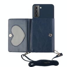 Per Samsung Galaxy S22 + 5G Crossbody Crossbody Crossbody Banking Bait Bait Bait Case (Dark Blue)