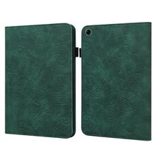 Caso della tavoletta di cuoio del modello di goffratura del fiore del pizzo per il pad realme (verde)