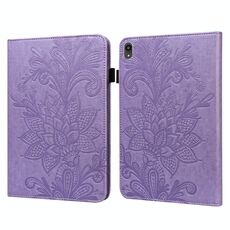 Custodia per tablet in pelle in pelle di rilievo fiore di pizzo per Lenovo Tab P11 Plus (viola)