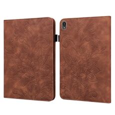 Custodia per tablet in pelle in pelle di rilievo in pizzo per Lenovo Tab P11 PLUS (Brown)